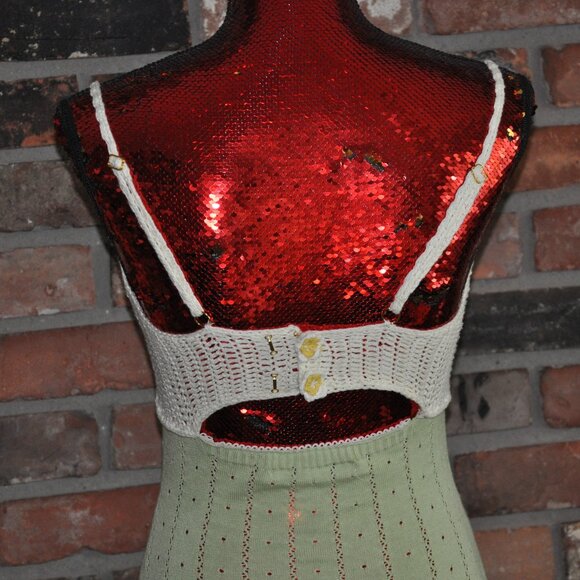 Romantic Lacemade Honeygreen Manor Knit Dress Crocheted Flowers S - Picture 5 of 14